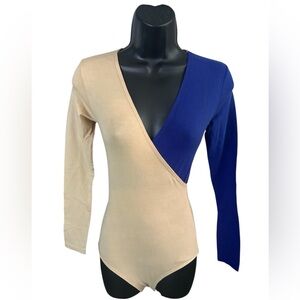 AMERICAN APPAREL Two-Tone V-Neck Women's Bodysuit/Leotard NWOT